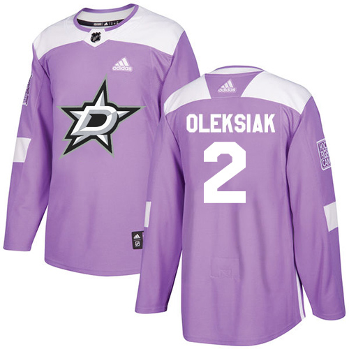 Adidas Men Dallas Stars 2 Jamie Oleksiak Purple Authentic Fights Cancer Stitched NHL Jersey